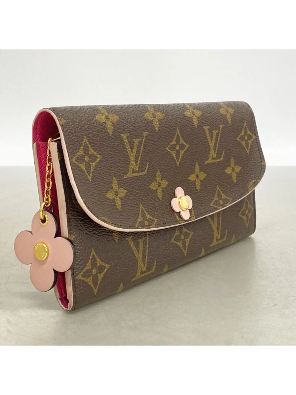 Louis Vuitton Wallet Monogram Portefeuille Emily Flower Motif Brown Rose